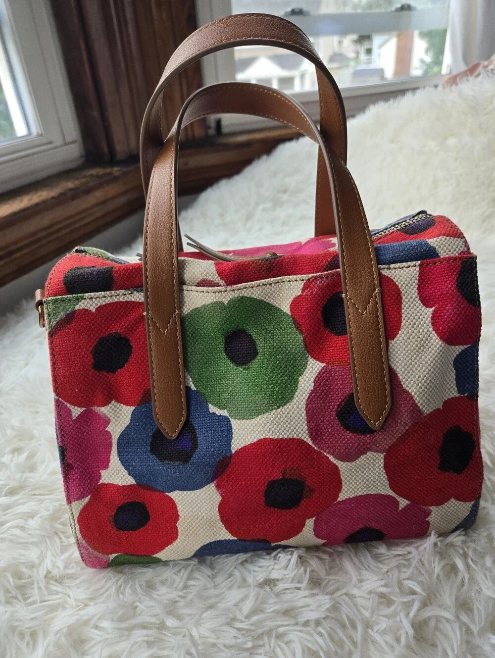 Fossil Poppy Canvas Sydney Satchel